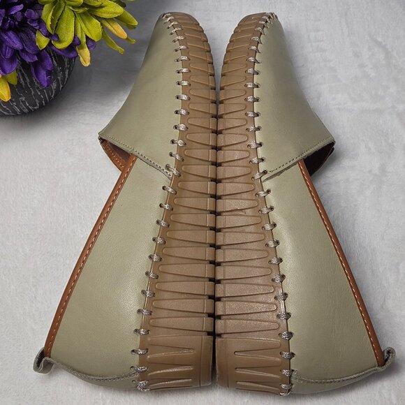 Spring Step Olive Green Leather Slip-on Wedge Loafer: Size:7.5 - 8 (38 EU) Women - Picture 5 of 10